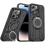 For iPhone 14 Pro Max Rotating Ring Holder Magnetic MagSafe Phone Case(Black)