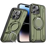 For iPhone 14 Pro Max Rotating Ring Holder Magnetic MagSafe Phone Case(Green)
