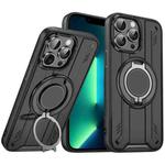 For iPhone 13 Pro Max Rotating Ring Holder Magnetic MagSafe Phone Case(Black)