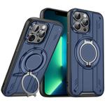 For iPhone 13 Pro Max Rotating Ring Holder Magnetic MagSafe Phone Case(Blue)
