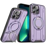 For iPhone 13 Pro Max Rotating Ring Holder Magnetic MagSafe Phone Case(Purple)