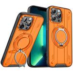 For iPhone 13 Pro Max Rotating Ring Holder Magnetic MagSafe Phone Case(Orange)