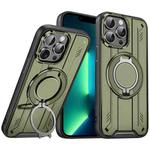For iPhone 13 Pro Max Rotating Ring Holder Magnetic MagSafe Phone Case(Green)