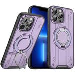 For iPhone 13 Pro Rotating Ring Holder Magnetic MagSafe Phone Case(Purple)
