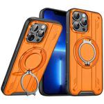 For iPhone 13 Pro Rotating Ring Holder Magnetic MagSafe Phone Case(Orange)