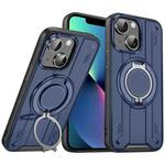 For iPhone 13 Rotating Ring Holder Magnetic MagSafe Phone Case(Blue)