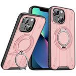 For iPhone 13 Rotating Ring Holder Magnetic MagSafe Phone Case(Pink)