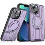 For iPhone 13 Rotating Ring Holder Magnetic MagSafe Phone Case(Purple)