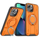 For iPhone 13 Rotating Ring Holder Magnetic MagSafe Phone Case(Orange)