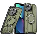 For iPhone 13 Rotating Ring Holder Magnetic MagSafe Phone Case(Green)