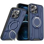 For iPhone 12 Pro Max Rotating Ring Holder Magnetic MagSafe Phone Case(Blue)