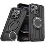 For iPhone 12 Pro Rotating Ring Holder Magnetic MagSafe Phone Case(Black)