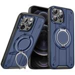For iPhone 12 Pro Rotating Ring Holder Magnetic MagSafe Phone Case(Blue)
