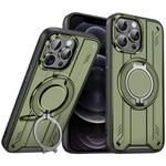 For iPhone 12 Pro Rotating Ring Holder Magnetic MagSafe Phone Case(Green)