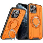 For iPhone 11 Pro Max Rotating Ring Holder Magnetic MagSafe Phone Case(Orange)