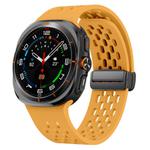 For Samsung Galaxy Watch Ultra 47mm Kalebol Mesh Magnetic Silicone Watch Strap(Yellow)