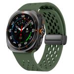 For Samsung Galaxy Watch Ultra 47mm Kalebol Mesh Magnetic Silicone Watch Strap(Field Green)
