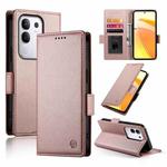 For vivo Y29s 5G / Y04 4G Side Buckle Magnetic Frosted Leather Phone Case(Rose Gold)