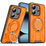 For Redmi Note 14 5G Rotating Ring Holder Magnetic MagSafe Phone Case(Orange)