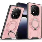 For Redmi Note 14 Pro 5G Rotating Ring Holder Magnetic MagSafe Phone Case(Pink)