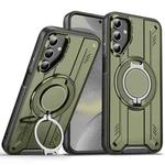 For Samsung Galaxy S25 / S24 5G Rotating Ring Holder Magnetic MagSafe Phone Case(Green)