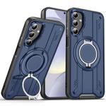For Samsung Galaxy S25+ / S24+ 5G Rotating Ring Holder Magnetic MagSafe Phone Case(Blue)
