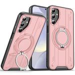 For Samsung Galaxy S25+ / S24+ 5G Rotating Ring Holder Magnetic MagSafe Phone Case(Pink)