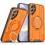 For Samsung Galaxy S25+ / S24+ 5G Rotating Ring Holder Magnetic MagSafe Phone Case(Orange)