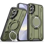 For Samsung Galaxy S25+ / S24+ 5G Rotating Ring Holder Magnetic MagSafe Phone Case(Green)