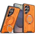 For Samsung Galaxy S25 Ultra 5G Rotating Ring Holder Magnetic MagSafe Phone Case(Orange)