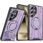 For Samsung Galaxy S24 Ultra 5G Rotating Ring Holder Magnetic MagSafe Phone Case(Purple)
