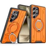 For Samsung Galaxy S24 Ultra 5G Rotating Ring Holder Magnetic MagSafe Phone Case(Orange)