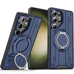 For Samsung Galaxy S23 Ultra 5G Rotating Ring Holder Magnetic MagSafe Phone Case(Blue)