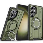 For Samsung Galaxy S23 Ultra 5G Rotating Ring Holder Magnetic MagSafe Phone Case(Green)