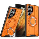 For Samsung Galaxy S21 Ultra 5G Rotating Ring Holder Magnetic MagSafe Phone Case(Orange)