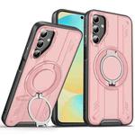 For Samsung Galaxy S24 FE 5G Rotating Ring Holder Magnetic MagSafe Phone Case(Pink)