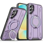 For Samsung Galaxy S24 FE 5G Rotating Ring Holder Magnetic MagSafe Phone Case(Purple)