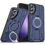 For Samsung Galaxy S23 FE 5G Rotating Ring Holder Magnetic MagSafe Phone Case(Blue)