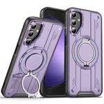 For Samsung Galaxy S23 FE 5G Rotating Ring Holder Magnetic MagSafe Phone Case(Purple)