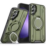For Samsung Galaxy S23 FE 5G Rotating Ring Holder Magnetic MagSafe Phone Case(Green)