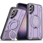 For Samsung Galaxy S23 5G Rotating Ring Holder Magnetic MagSafe Phone Case(Purple)