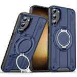 For Samsung Galaxy S23+ 5G Rotating Ring Holder Magnetic MagSafe Phone Case(Blue)