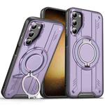 For Samsung Galaxy S23+ 5G Rotating Ring Holder Magnetic MagSafe Phone Case(Purple)