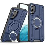 For Samsung Galaxy S22 5G Rotating Ring Holder Magnetic MagSafe Phone Case(Blue)