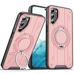 For Samsung Galaxy S22 5G Rotating Ring Holder Magnetic MagSafe Phone Case(Pink)