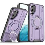 For Samsung Galaxy S22 5G Rotating Ring Holder Magnetic MagSafe Phone Case(Purple)