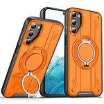 For Samsung Galaxy S22 5G Rotating Ring Holder Magnetic MagSafe Phone Case(Orange)