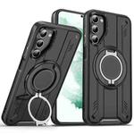 For Samsung Galaxy S22+ 5G Rotating Ring Holder Magnetic MagSafe Phone Case(Black)