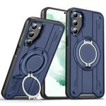 For Samsung Galaxy S22+ 5G Rotating Ring Holder Magnetic MagSafe Phone Case(Blue)
