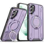 For Samsung Galaxy S22+ 5G Rotating Ring Holder Magnetic MagSafe Phone Case(Purple)